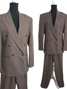 Falcone Brown Double-Breasted Suit Size 40R.Classic Tailored Men's Blazer& Pants
